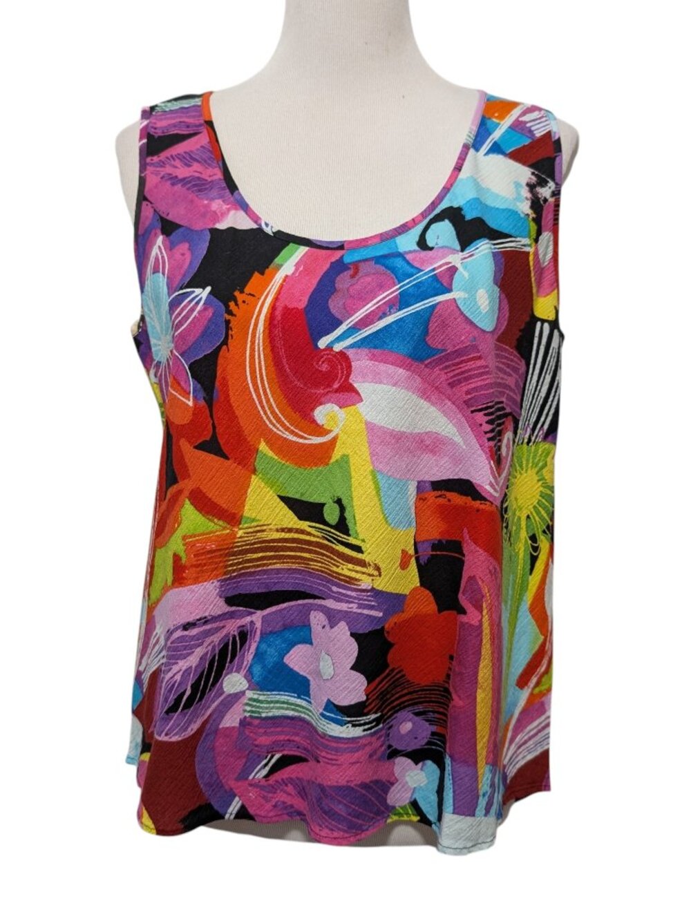 Jams World Womens Size XL Colorful Caviar Cotton Abstract Sleeveless Tank Top